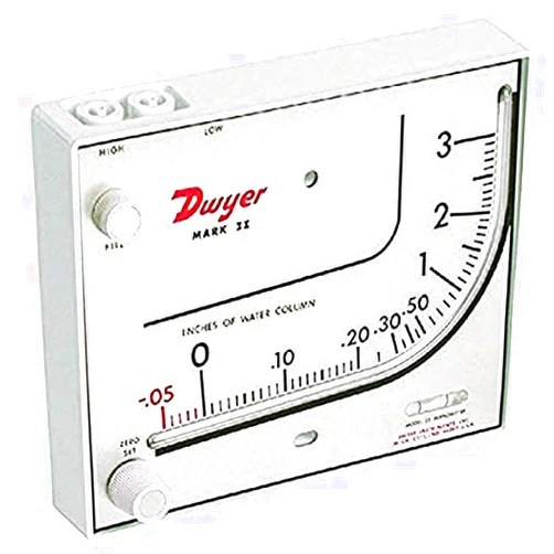 Dwyer® Liquid Filled Wall Mount Manometer, Mark II 25, 0-3
