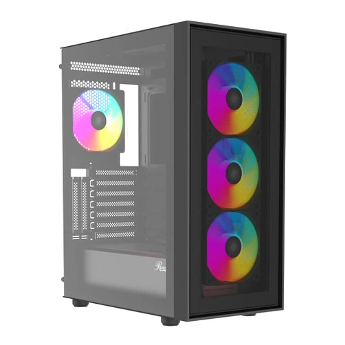 Rosewill ATX Computer Gaming PC Case Mid Tower with 4 ARGB Fans Pre-Installed, Tempered Glass Transparent Side Panel, USB3.0, Support Vertical GPU Installation ACA504B