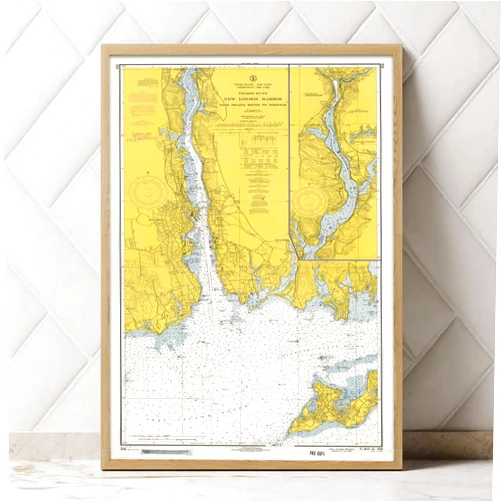 MG Global Historical Poster of New London Harbor Long Island Sound To Norwich Thames River Connecticut 1967 Harbors 359 | 11x17 12x18 16x24 24x36 Unframed Print Wall Art | Vintage Home Office Decor