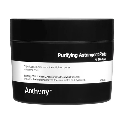 Anthony Witch Hazel Pads Pore Cleaner: 60 Count, Purifying Astringent Cleansing Toner Pads – Aloe Vera, and Citrus Mint, Eliminate Impurities, Minimize Pores and Control Shine