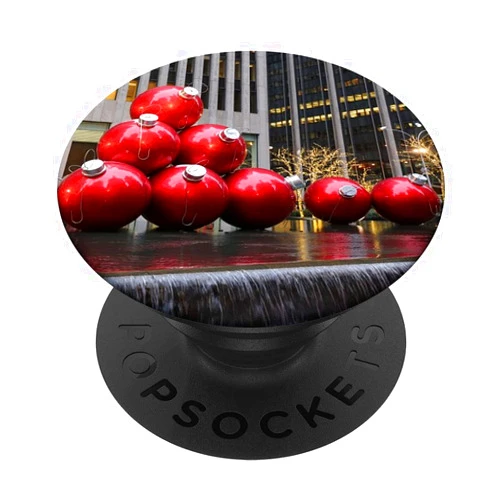 NYC travel souvenir gifts by Christine aka stine1 NYC Huge Red Christmas Ball Ornaments Xmas Decorations PopSockets Swappable PopGrip