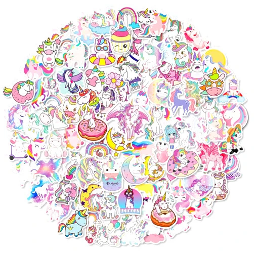 EAPHANT Unicorns Stickers 100 Pcs Waterproof Vinyl Stickers for Water Bottles UN2