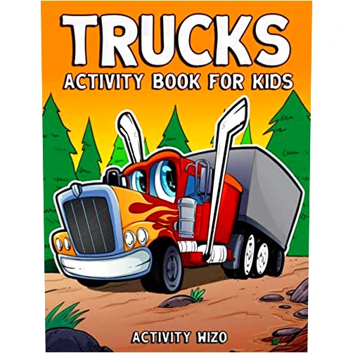Activity Wizo Trucks Activity Book For Kids: Coloring, Dot to Dot, Mazes, and More for Ages 4-8 (Fun Activities for Kids)