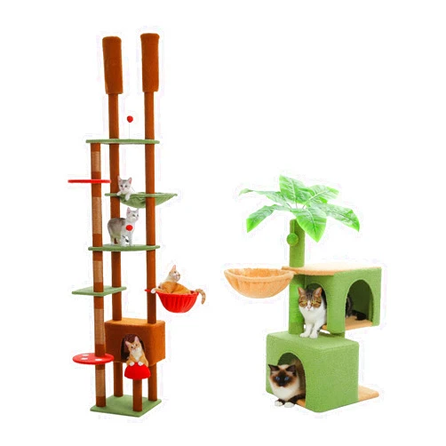PEQULTI Mushroom Cat Tree Floor to Ceiling Cat Tower Adjustable Height (90.5''~100.4'') and PEQULTI 43'' Cat Tree for Indoor Cats,Cat Tower Cat Climbing Tree