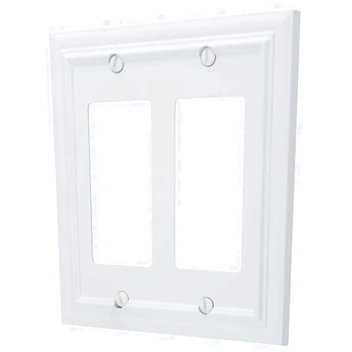 Amerelle 94RRW Continental Wallplate, 2 Rocker, Cast Metal, White, 1-Pack