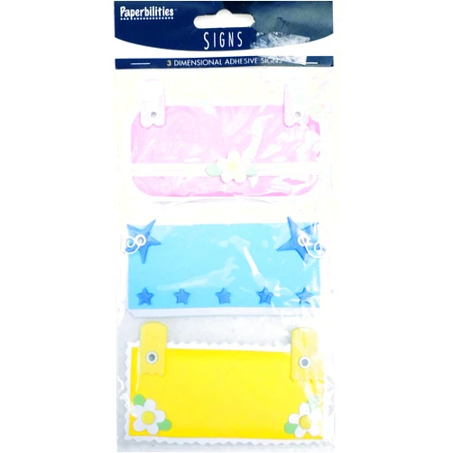 Paperbilities 3 Dimensional Adhesive Signs, 3 PCS/PKG