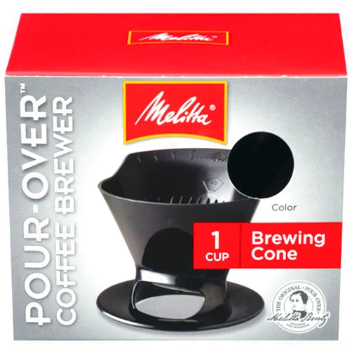 Melitta Filter Coffee Maker, Single Cup Pour-Over Brewer, Black, 1 Count