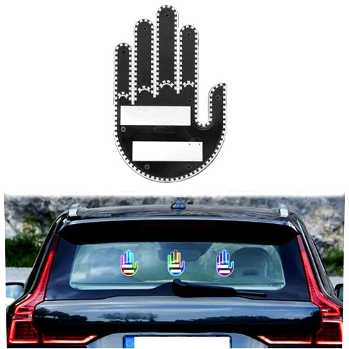 Fulfalic Car Finger Light Funny Car Hand Gesture Light with Remote Controller Color Changeable 3 in 1 Car Accessories for Men and Women Ideal Gift