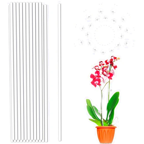 LECAMEBOR Plant Stakes,Plant Sticks 20PCS Acrylic Clear Plant Support Stakes,16 Inches Garden Single Stem Orchid Stakes for Indoor and Outdoor Plants,Orchid,Potted Plants,Tomatoes,Flowers（with 20PCS Clips）