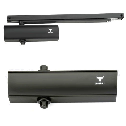 The Door Bull Series 5000 Automatic Door Closer – Surface Mounted Hydraulic Closer with Hold Open Arm – Adjustable Speed, Easy Install with Template and Video – Residential & Commercial Grade