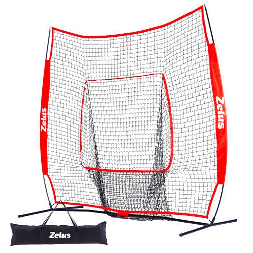 ZELUS 7x7ft Baseball Net for Hitting and Pitching Practice and Training | 7'x7' Portable Hitting Net Pitching Net | Batting Net with Frame and Net