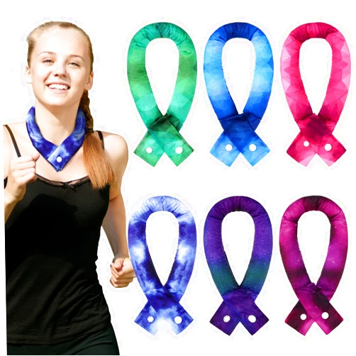 Xuhal 6 Pieces Cooling Neck Wraps Cooling Bandana with Button Neck Cooler Ice Cool Scarf Cooling Scarf for Women Summer