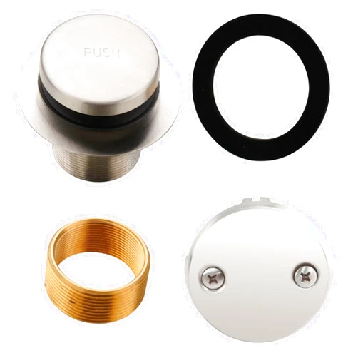HIDROP Brushed Nickel Tub Drain Tip-Toe Tub Trim Set Conversion Kit Assembly, Hidrop Bathtub Drain Replacement Trim Kit with 2-Hole Overflow Faceplate and Universal Fine/Coarse Thread, Brushed Nickel