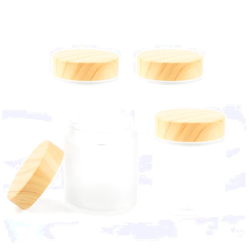 Remzndy 4 Pack 100g/3.4oz Frosted Glass Cream Jar Empty Sample Jar Cosmetic Containers Refillable Travel Pot Jar With Leakproof Lids For Lotion Cream Cosmetics Ointments