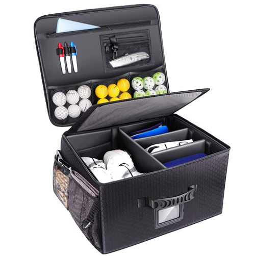 Champkey Golf Trunk Organizer Storage-Portable and Foldable Golf Travel Storage Locker Ideal for Travel Golf and Car Golf (Black)
