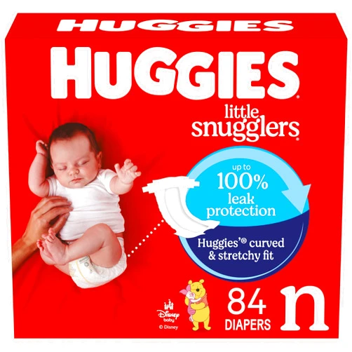 Huggies Size Newborn Diapers, Little Snugglers Baby Diapers, Size Newborn (up to 10 lbs), 84 Count, Packaging May Vary