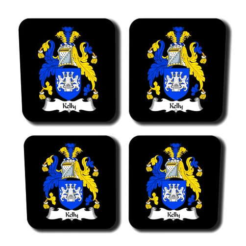 Carpe Diem Designs Kelly Coat of Arms/Family Crest Coaster Set, by Carpe Diem Designs – Made in the U.S.A.