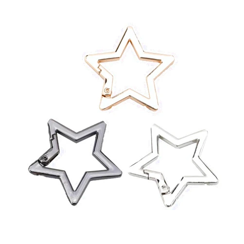 LNYMZD 3Pc Silver Star Shaped Stainless Steel Keychain Clip Carabiner Snap Hook Holder Star Carabiner Hook Clip Key Holder Carabiner Clip for Keys and Wallet with Key Chain Rings Accessories (L)