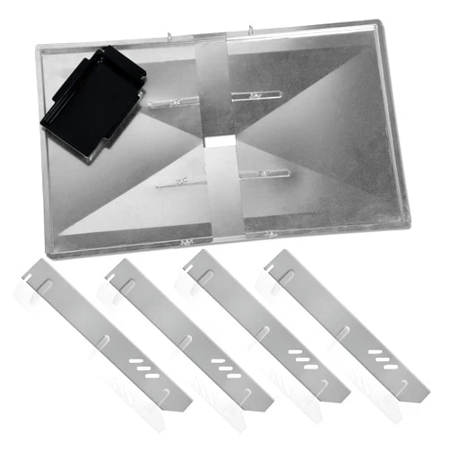 Outdoor Bazaar Grease Tray and 4-Pack, 15 inch Dyna Glo Heat Shield for DGF493BNP, DGF510SBP, Heat Plates for Backyard Grill Replacement Parts BY15-101-001-02, BY13-101-001-13, GBC1460W, Stainless Steel, Bundle