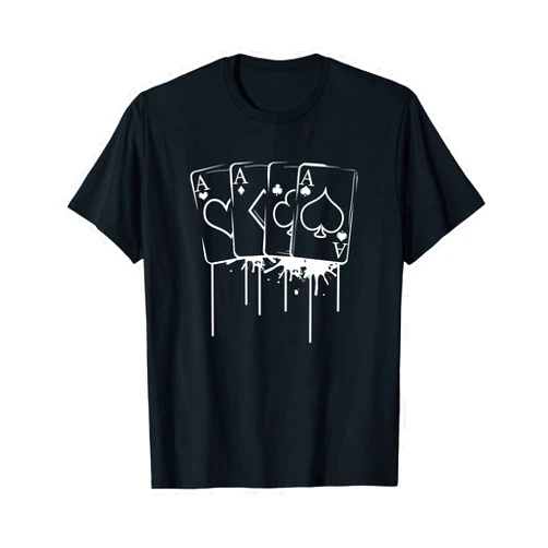 BoredKoalas Cards Poker Four Aces White Splatter Outline Cool Suit Poker Player Gift T-Shirt