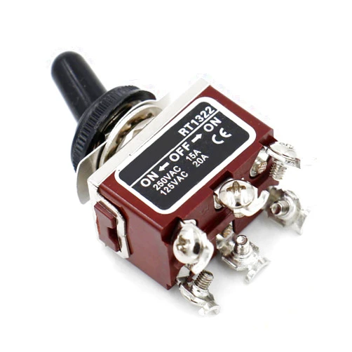 Baomain AC 250V 15A ON/OFF/ON 3 Position DPDT Toggle Switch with Waterproof Boot RT1322-C (1PCS)