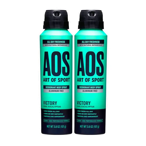 Art of Sport Men's Body Spray Deodorant, Aluminum Free, Eucalyptus Fragrance, Made with Natural Botanicals, Moisturizing Tea Tree Soap, Victory Scent, 3.8 Ounce (2 Pack)
