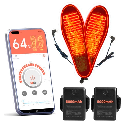 WAMOVAL Heated Insoles, Heated Insoles for Women Men with APP Control, 5000mAh Battery Up to 14 Hours Powered Foot Warmers for Outdoor Hunting Fishing Camping Size Adjust (L)