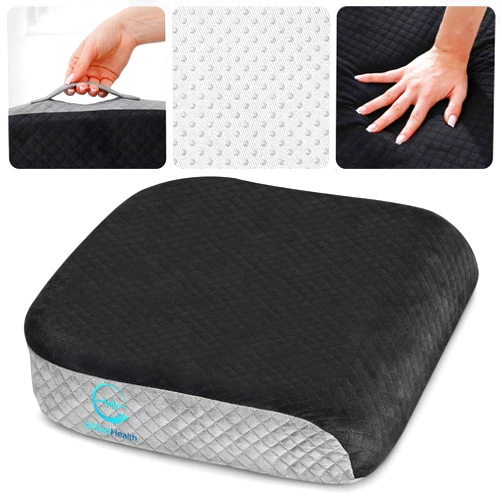 AllSett Health Extra Large Seat Cushion, Plush Velvet Cover with Carry Handle - 19 Inch X 17 Inch X 3 Inch
