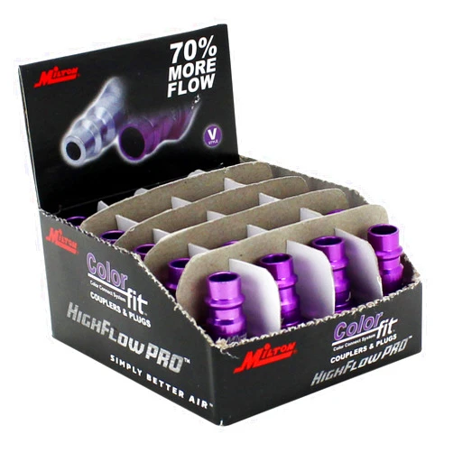 Milton 760VC-20 ColorFit HighFlowPRO Plugs, V-style Purple, 1/4