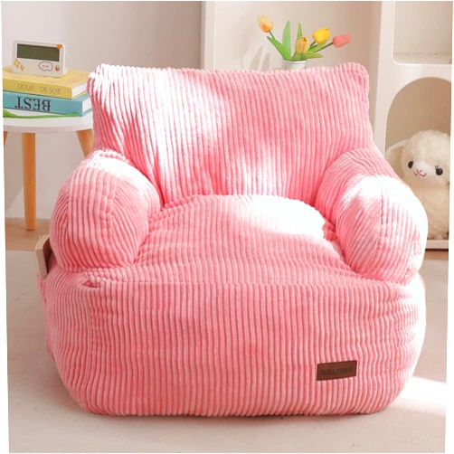MAXYOYO Kids Bean Bag Chair, Stuffed Toddler Bean Bag Sofa with Filler Bean Bag Chair for Boys and Girls, Lazy Sofa with Pocket Floor Chair for Gaming, Reading, Pink