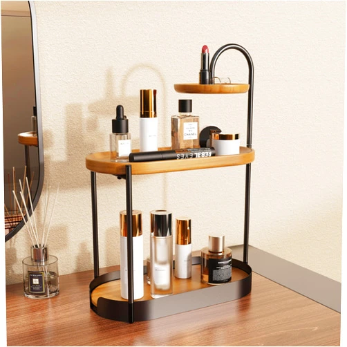 STARWARE 3-Tier Bathroom Counter Organizer, Makeup Organizer Countertop for Vanity Storage & Home Decor, Exquisite Jewelry and Perfume Organizers for Dresser, Coffee Bar Organizer, Original Wood Tone