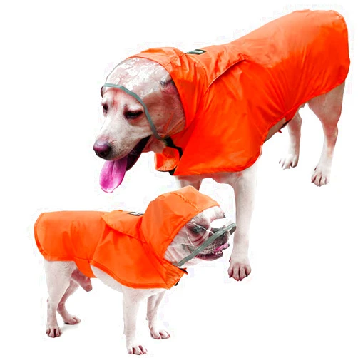 Petsyards Pet Raincoat Packable Hooded Dog Rain Jacket Reflective Strips Lightweight Adjustable Poncho for Small Medium Large Dogs Orange S