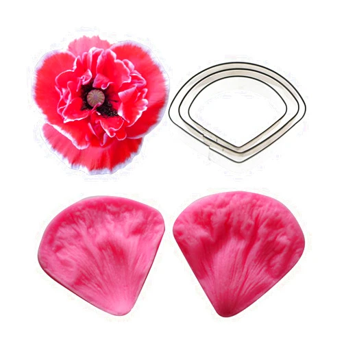 Miduo Claire Carunke Gumpaste Corn Poppy Petal Silicone Veiner & Cutter Fondant Cake Mould