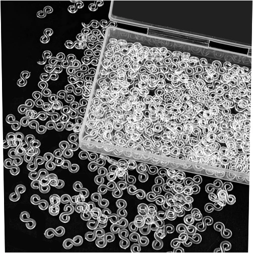QONCV S Clips, 500 Pieces Boxed, Clear, Loom Rubber Band Clips, Plastic Band Clips, Bracelets DIY Making Refill Kit, Connectors Refills, Loom Bracelets DIY Handicrafts, Exquisite Gadgets.