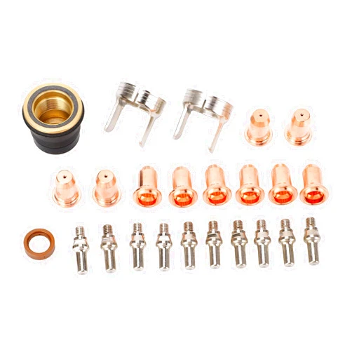 POCREATION Plasma Cutter Tip Electrode Set, 24 Piece IPT40 Consumables Kit for YESWELDER CUT 55DS Pro, CUT 65DS, Made of Brass, Zinc Alloy, Stainless Steel