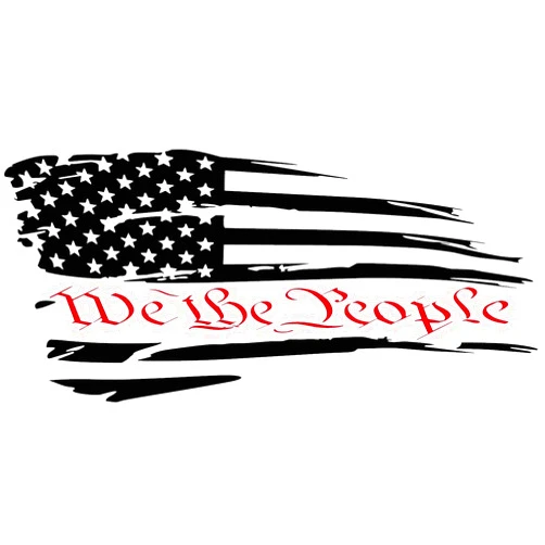 The Decal Hub Distressed Worn We The People American Flag 2 or 4 Door JL JK Side Rear Window Vinyl Die Cut Decal Sticker (2 Door 16