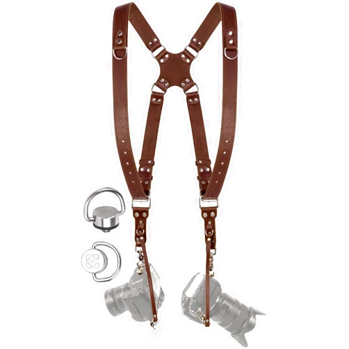 C Coiro Camera Harness for 2 Cameras – Dual Shoulder Leather Camera Strap – Double Camera Harness for DSLR/SLR
