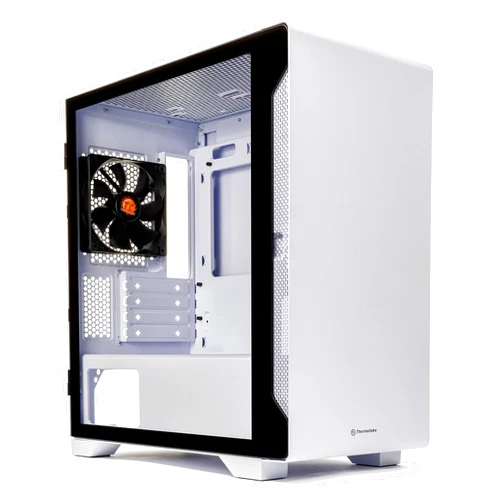 Thermaltake S100 Tempered Glass Snow Edition Micro-ATX mini-Tower Computer Case with 120mm Rear Fan Pre-Installed CA-1Q9-00S6WN-00, White