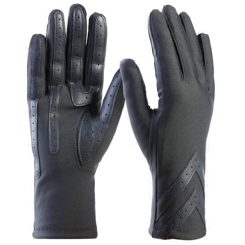 isotoner womens Spandex Touchscreen Cold Weather Gloves With Warm Fleece Lining and Chevron Details