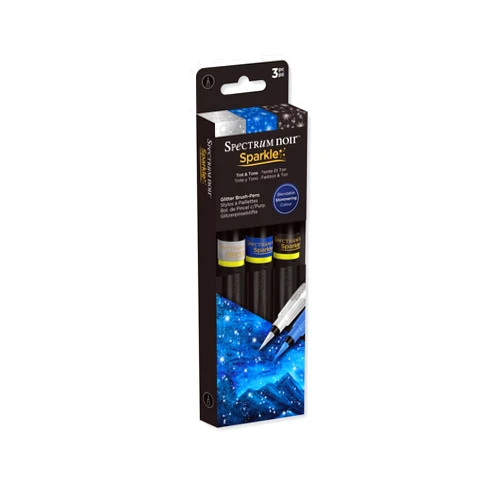 Spectrum Noir SPECN-SPA-TTO3 Sparkle Water-Based Fine Micro-Pigment Markers-Pack of 3-Includes Flexible Brush Nib-Tint & Tone 3 Piece