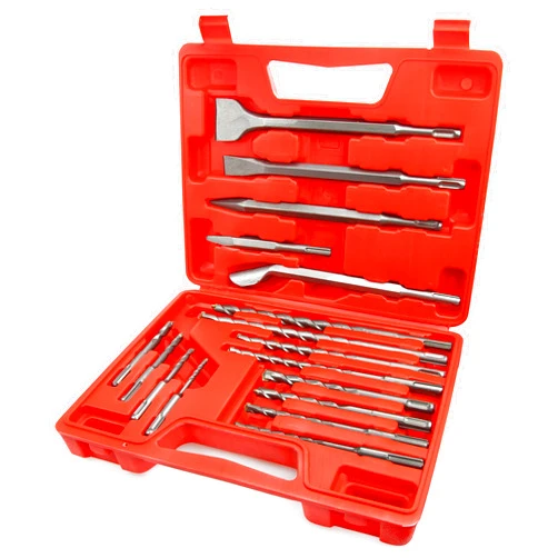 Wesleydrill 17PCS Rotary Hammer & Chisels Masonry Drill Bit Set, SDS Plus Drill Bits Set, Fit for Drilling and Cutting in Concrete,Brick,Walls