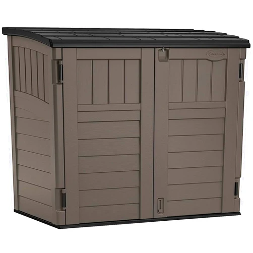 Suncast 34 Cu. Ft. Horizontal Shed for Outdoor Storage w/Locking System, Stoney/Black