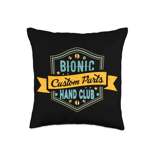 InGENIUS Bionic Club Tees & Recovery Gifts Bionic Hand Club Custom Parts Recovery Post Surgery Gift Throw Pillow, 16x16, Multicolor