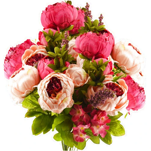 FiveSeasonStuff Vintage Artificial Peonies Silk Peony Flowers and Hydrangeas for Wedding Bridal Home Décor – Beautiful Floral Centerpiece Arrangement Decoration with 2 Bouquets (Mixed Pink)