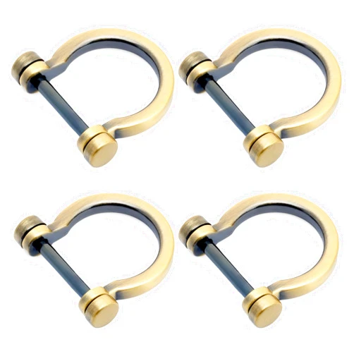 CRAFTMEMORE D-Rings Screw in Shackle Horseshoe D Ring DIY Key Holder Purse Accessory for 3/4 Inch Strap 4 pcs(Brushed Brass)