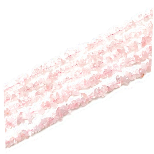Gemmartusa Chip and Rondelle Rose Quartz Chip Beads Stones, Irregular Shaped Chip Loose Beads Strands for Jewelry Making, AAA+ Quality Semi-Precious Chip Beads, Necklace, 5 Strand 34”, 4-6mm, GM GemMartUSA (CHRQ-70001)