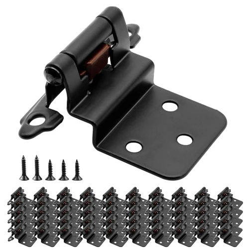 Taokyid 50 Pack Inset Cabinet Hinges Black - 3/8 inch Inset Kitchen Cabinet Hinges, Face Frame Cabinet Door Hinges for Kitchen,Cupboard,Bathroom/Furniture Doors,Self-Closing Overlay Cabinet Hinges,25 Pairs