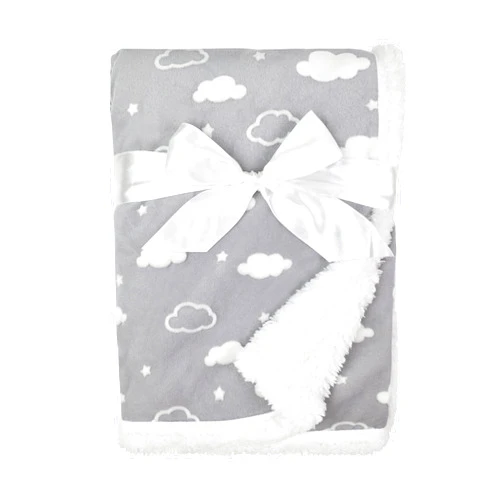 TL Care Heavenly Soft Chenille Sherpa Receiving Blanket, 3D Gray, 30