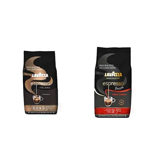 Lavazza Bundle of 1 Lavazza Espresso Italiano Whole Bean Coffee Blend, Medium Roast, 100% Arabica, 2.2 pound+ Lavazza Espresso Barista Gran Crema Whole Bean Coffee Blend, Medium Espresso Roast, 2.2 pound