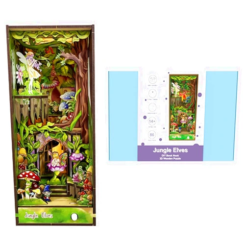 Aida & Hani Book Nook Kit DIY Creative 3D Scene Model Elf Jungle Booknook, Elf Book Nook Miniature Home Decor for Bookshelf Insert Puzzle Decor Crafts Gifts for Book Lovers